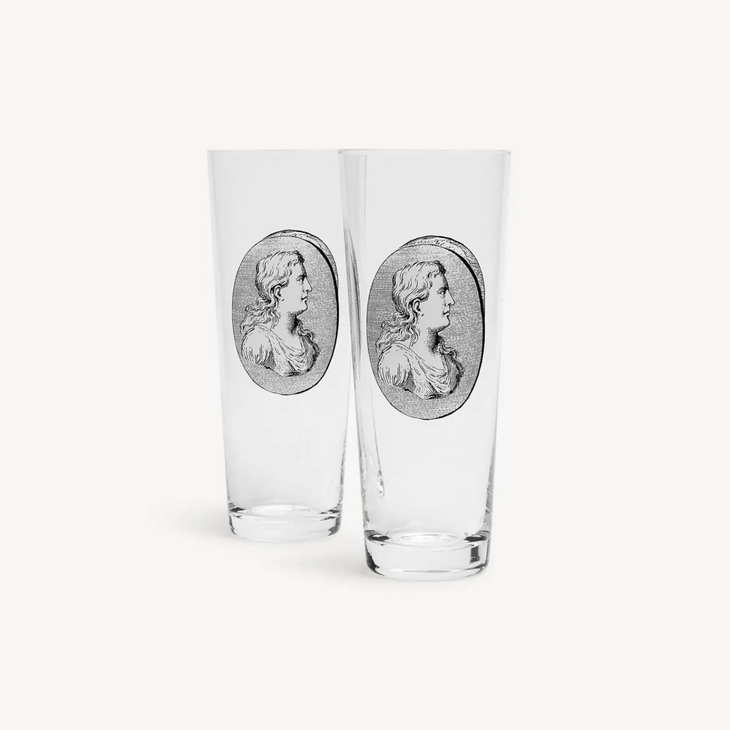 Glasses And Coasters<Fornasetti 2 Soda Glasses Set Cammei White/Black