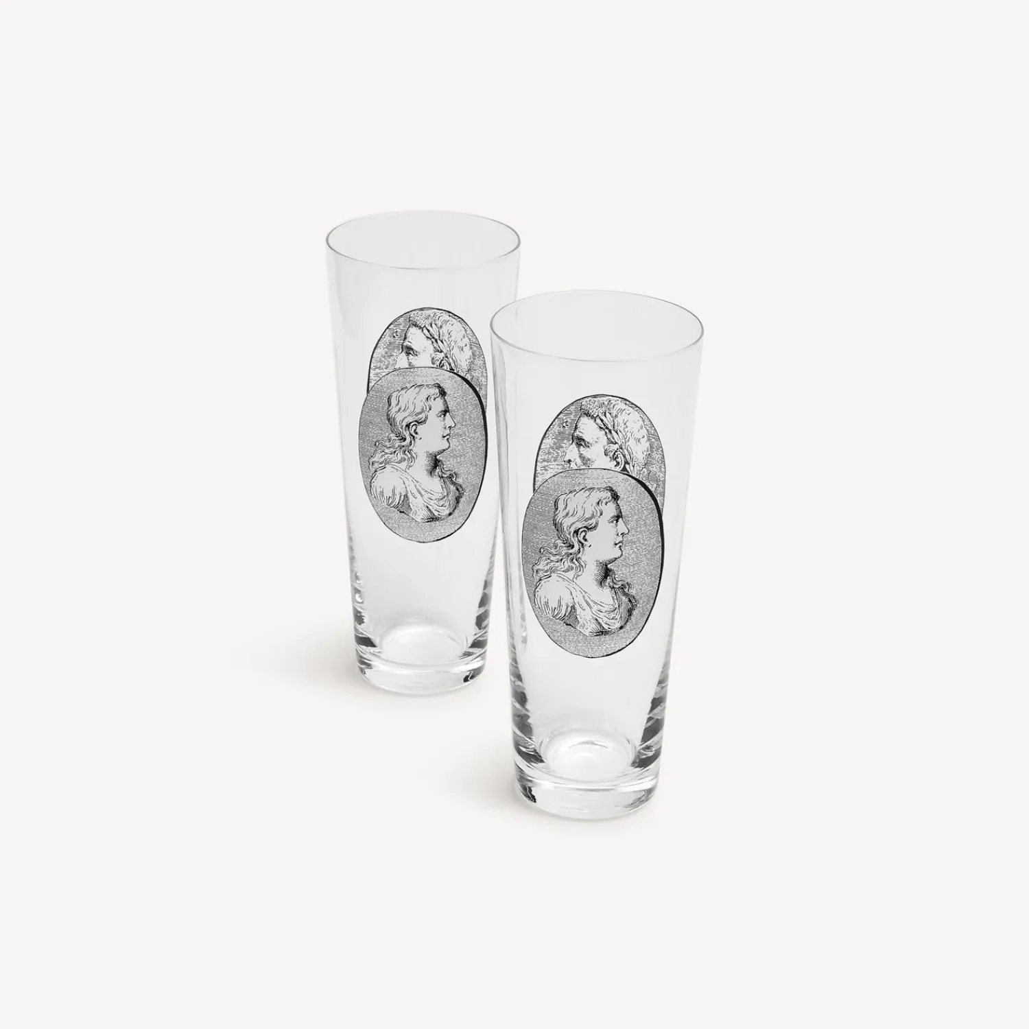Glasses And Coasters<Fornasetti 2 Soda Glasses Set Cammei White/Black