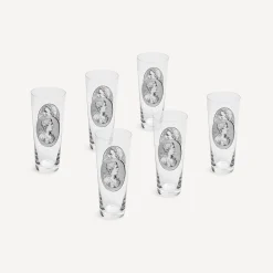 Glasses And Coasters<Fornasetti 6 Soda Glasses Set Cammei White/Black