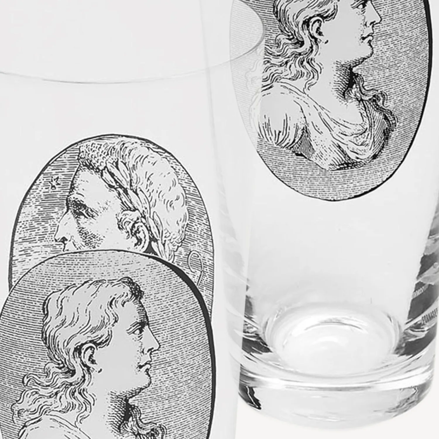 Glasses And Coasters<Fornasetti 6 Soda Glasses Set Cammei White/Black
