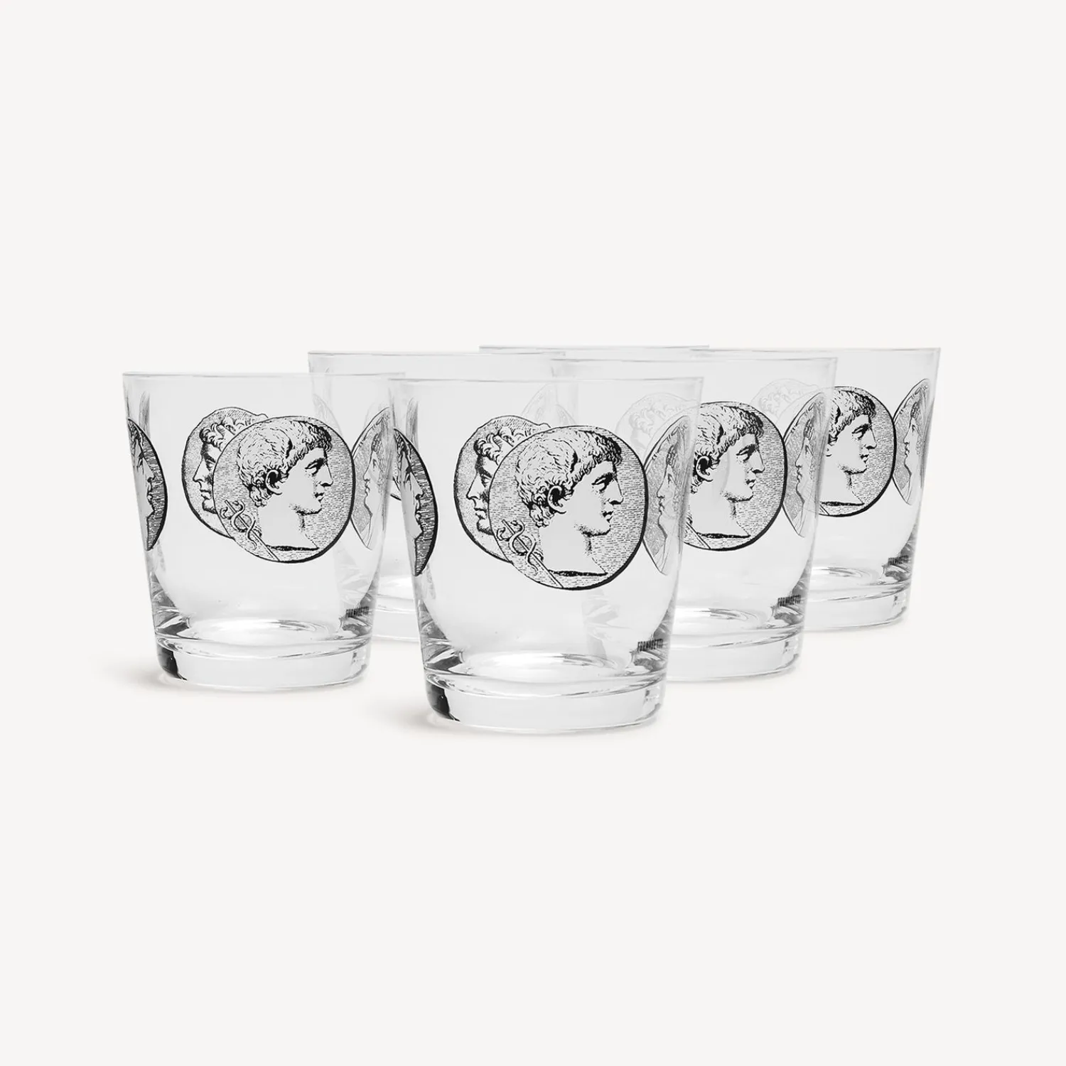 Glasses And Coasters<Fornasetti 6 Water Glasses Set Cammei White/Black