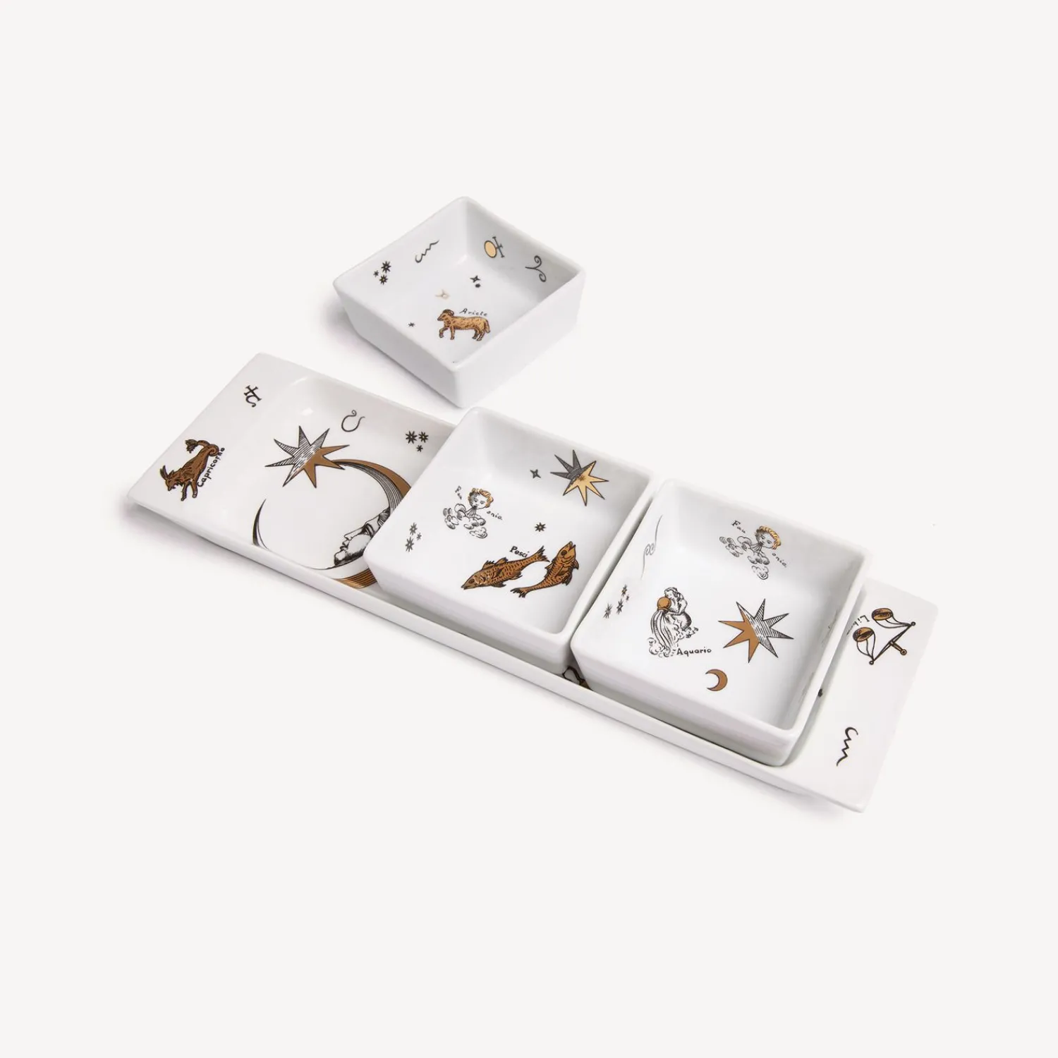 Appetizer Sets And Centrepieces<Fornasetti Appetizer Set Astronomici White/Black/Gold