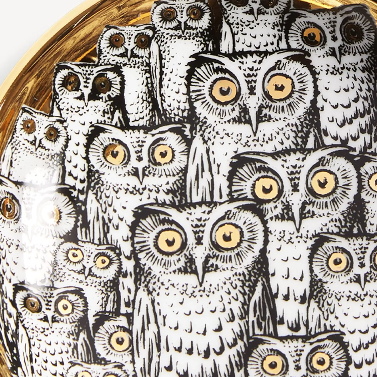 Design Ashtrays<Fornasetti Ashtray Congresso Di Civette White/Black/Gold
