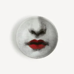 Design Ashtrays<Fornasetti Ashtray Red Lips - Tema E Variazioni N.397 White/Black/Red