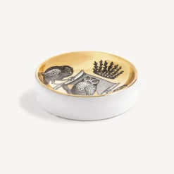 Design Ashtrays<Fornasetti Ashtray Stemma Di Civette White/Black/Gold
