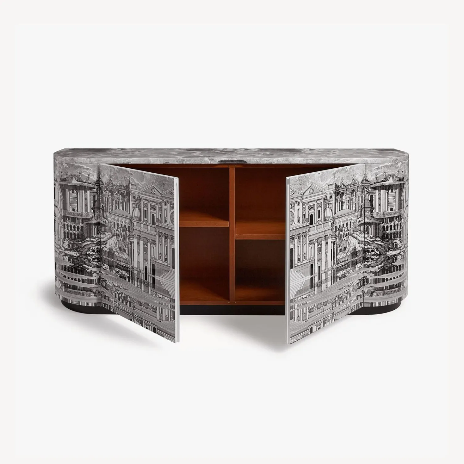 Curved Cabinets<Fornasetti Buffet Citta Che Si Rispecchia White/Black