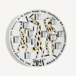 Decorative Plates<Fornasetti Calendar Plate 2024 White/Black/Gold