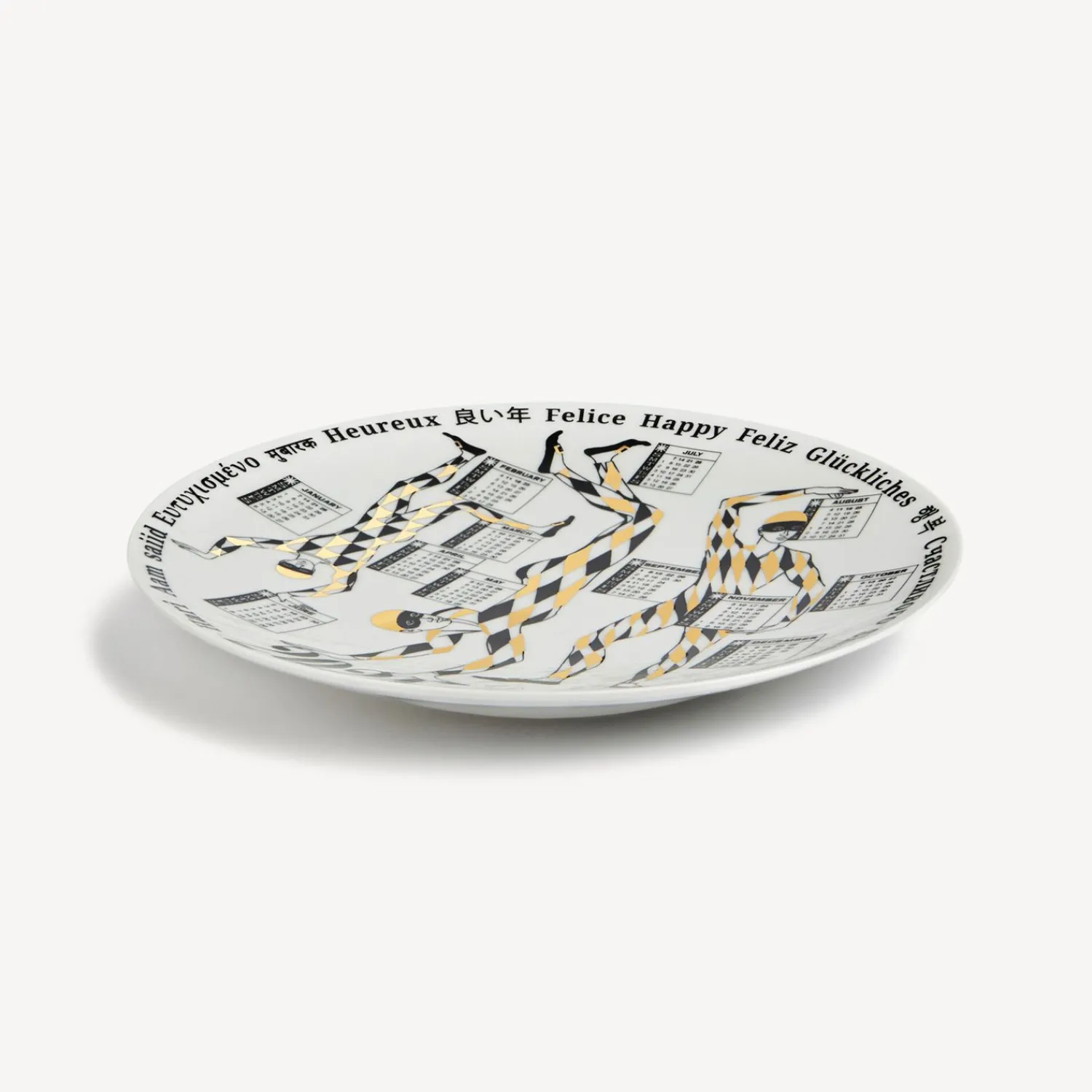 Decorative Plates<Fornasetti Calendar Plate 2024 White/Black/Gold