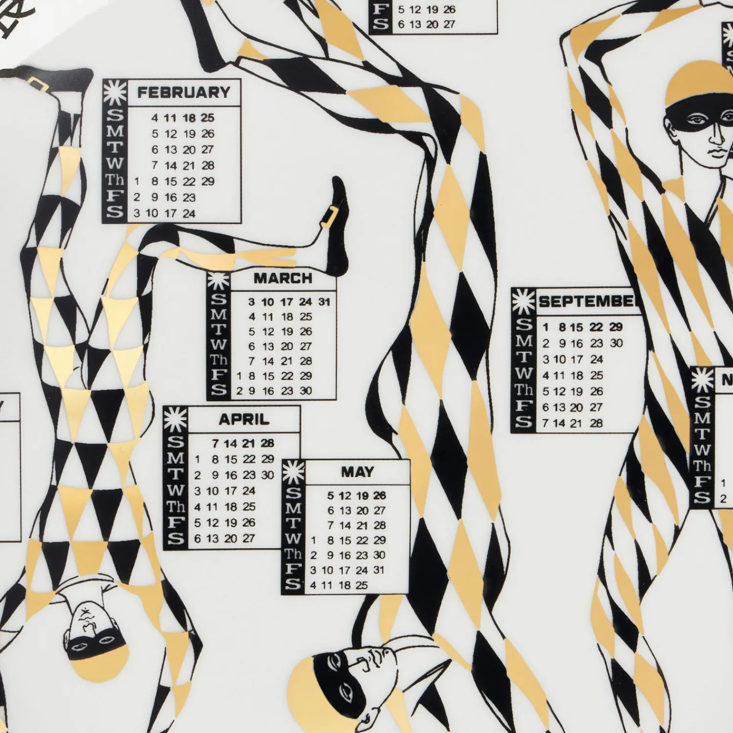 Decorative Plates<Fornasetti Calendar Plate 2024 White/Black/Gold