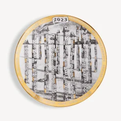 Decorative Plates<Fornasetti Calendar Plate 2023 Whte/Black/Gold