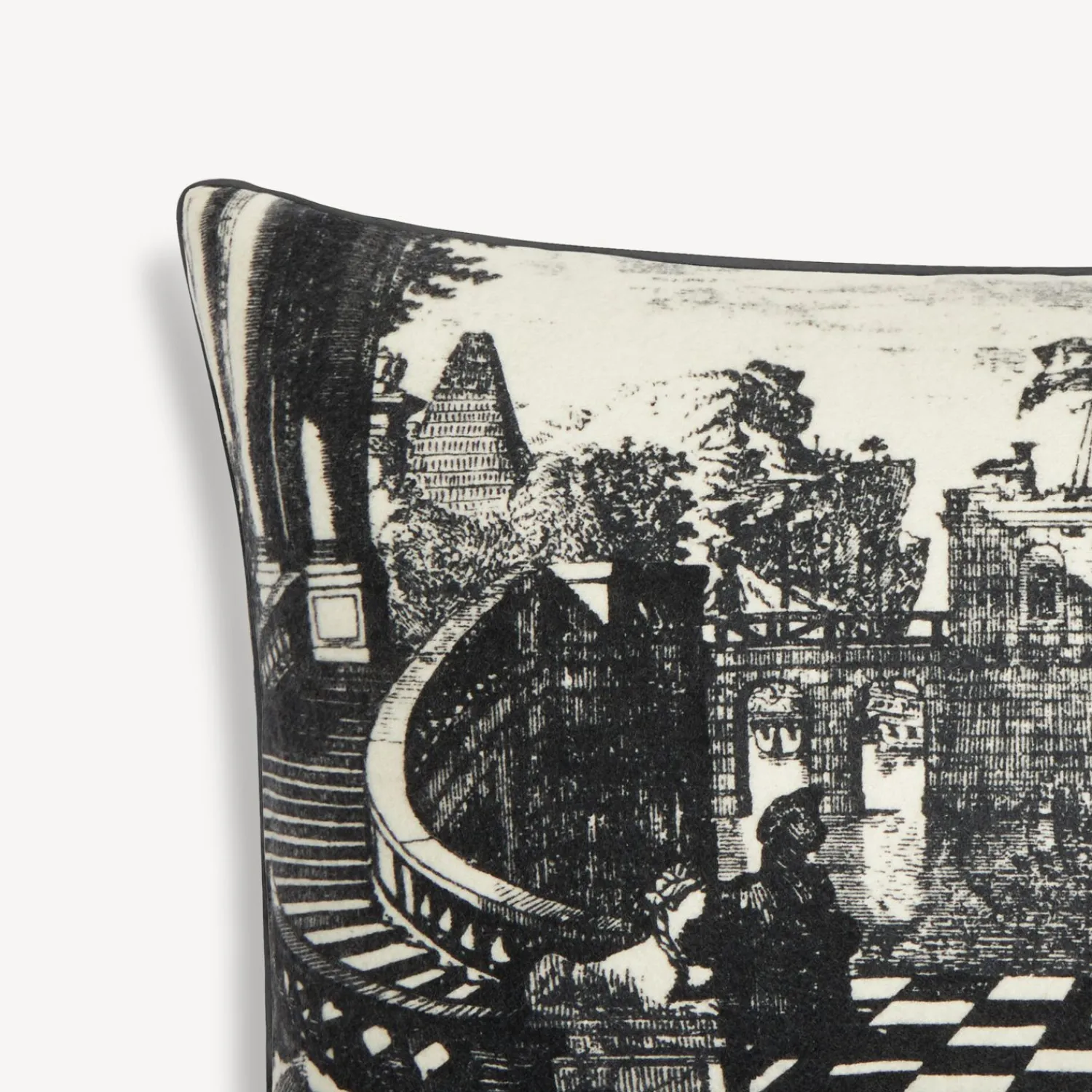 Cushions<Fornasetti Cashmere Cushion Giardino Settecentesco Ivory/Black
