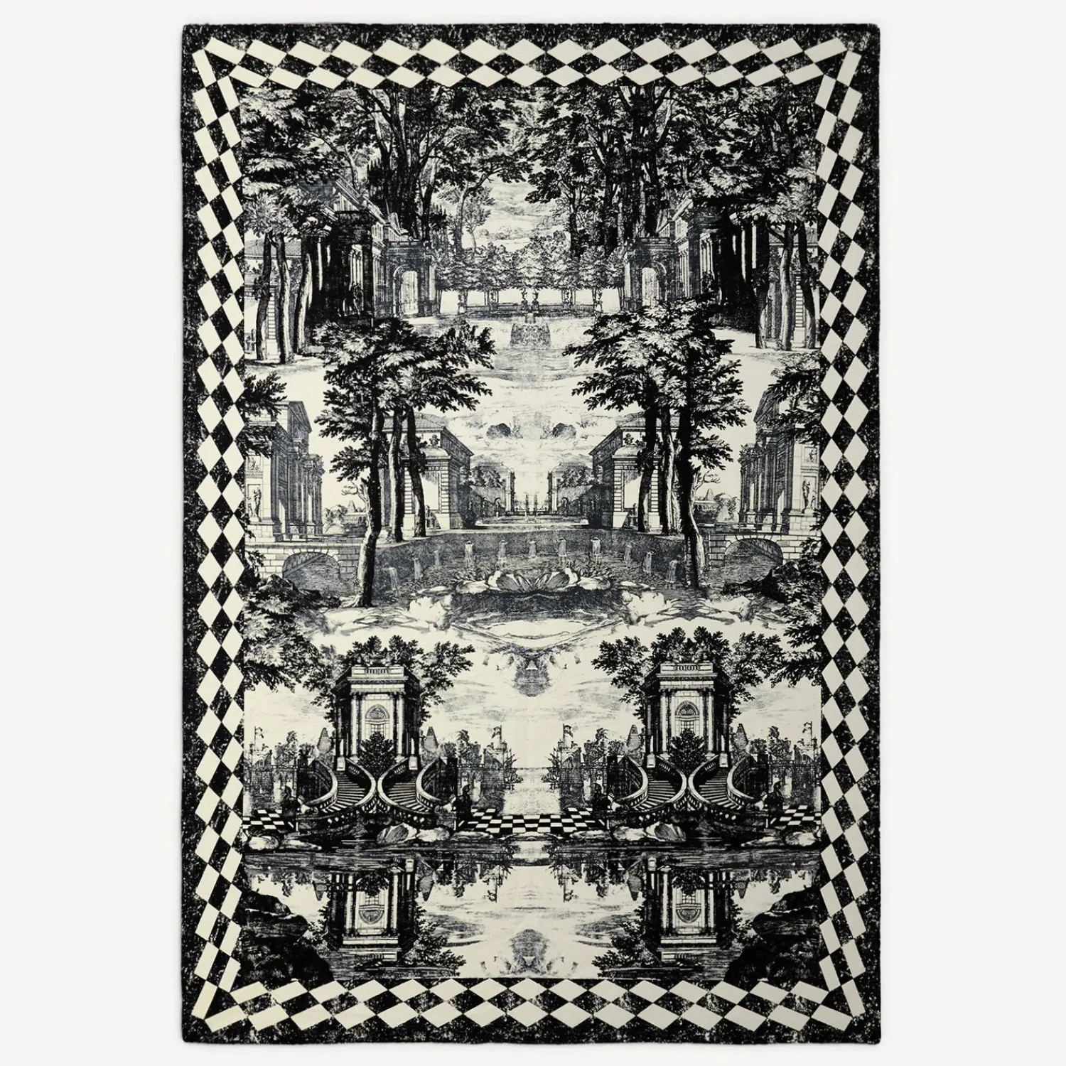 Plaid<Fornasetti Cashmere Plaid Giardino Settecentesco Ivory/Black
