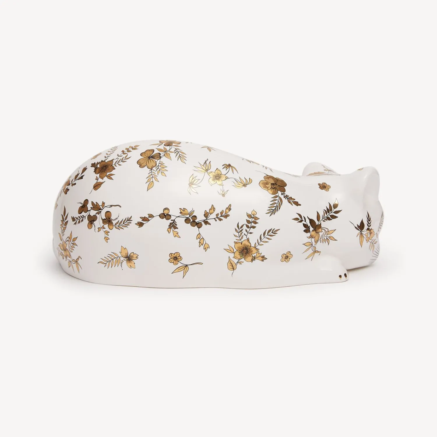 Ceramic Cats<Fornasetti Cat Fiorato White/Black/Gold