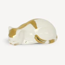 Ceramic Cats<Fornasetti Cat Striato White/Gold