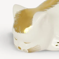 Ceramic Cats<Fornasetti Cat Striato White/Gold