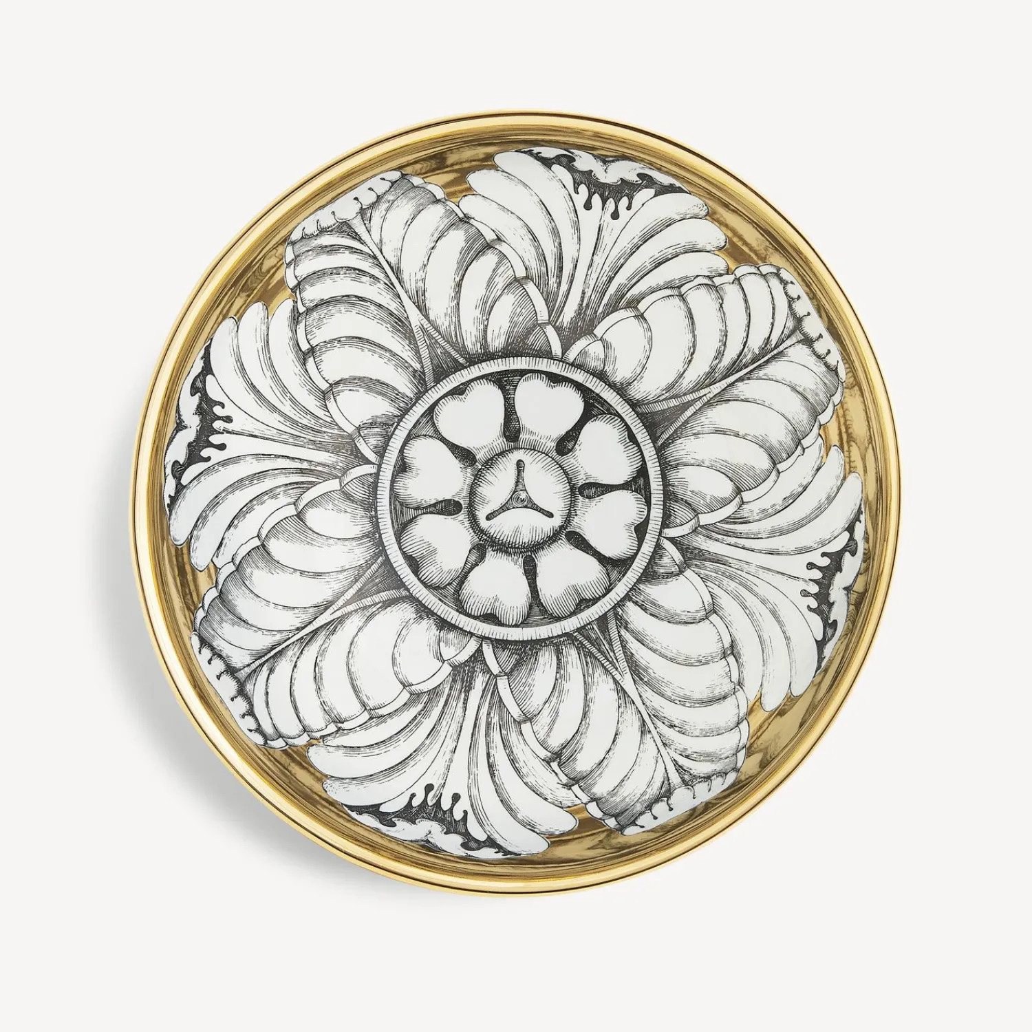 Appetizer Sets And Centrepieces<Fornasetti Centrepiece Rosone N.5 White/Black/Gold