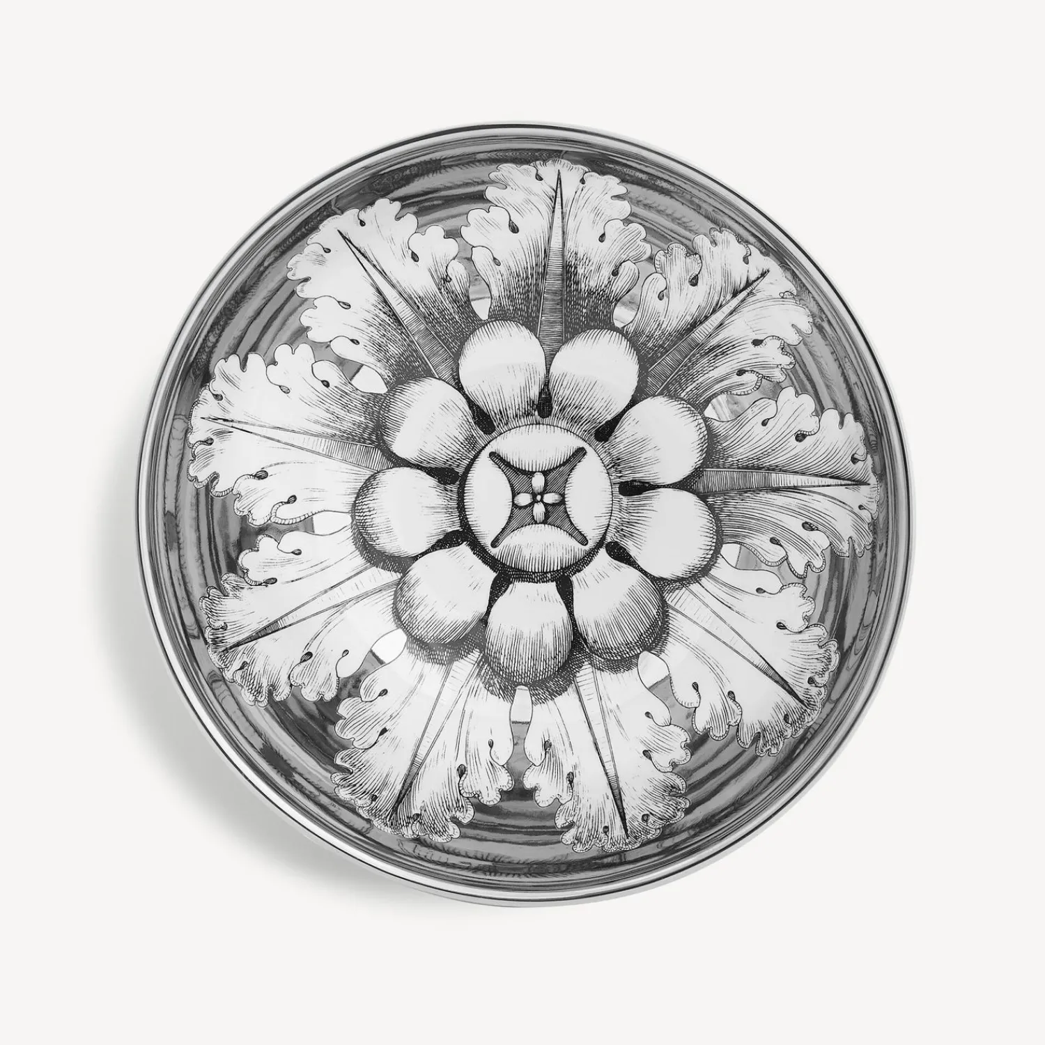 Appetizer Sets And Centrepieces<Fornasetti Centrepiece Rosone N.6 White/Black/Platinum