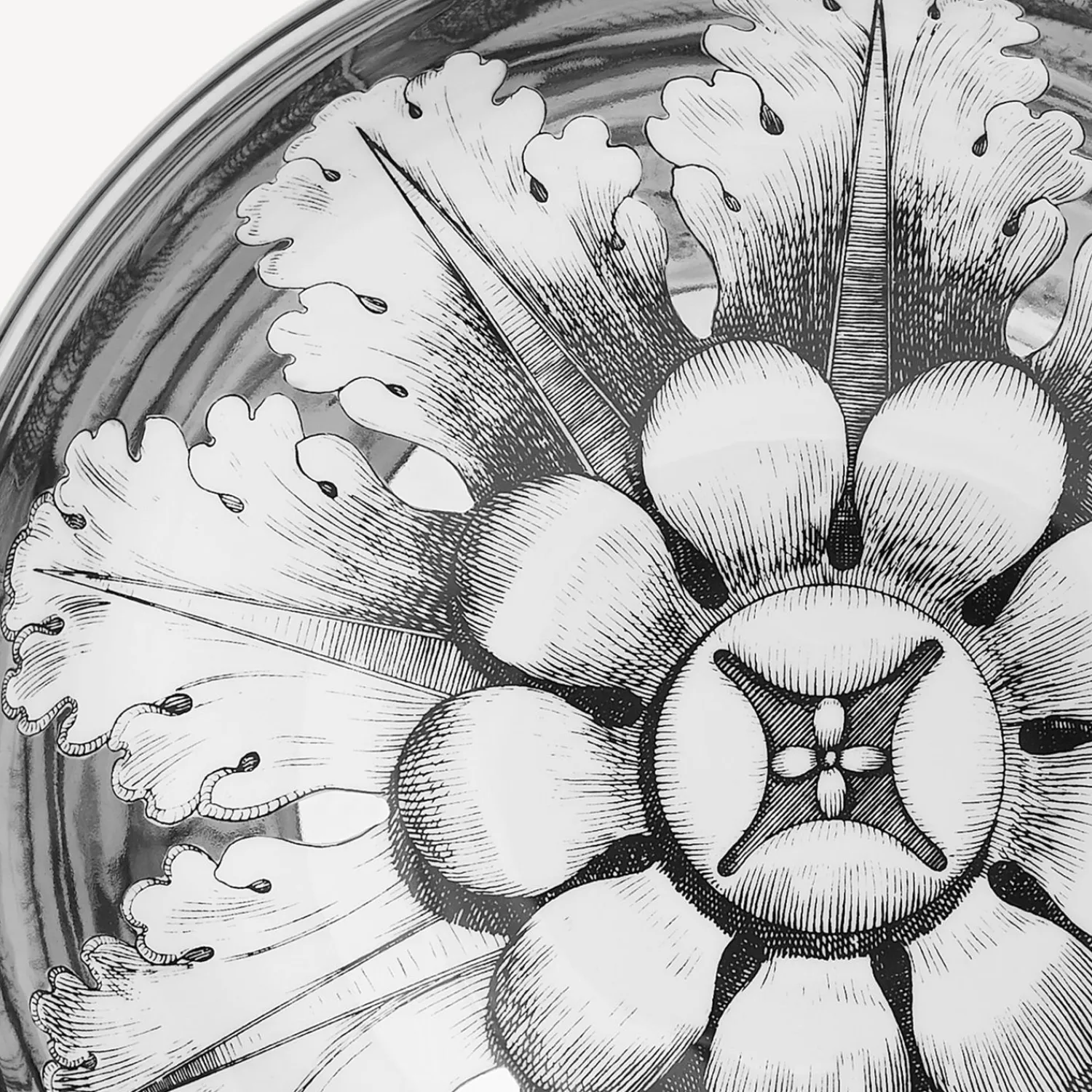 Appetizer Sets And Centrepieces<Fornasetti Centrepiece Rosone N.6 White/Black/Platinum