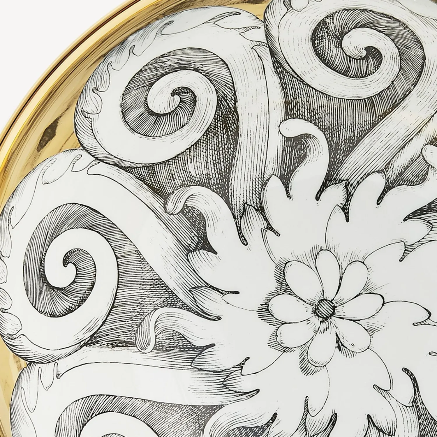 Appetizer Sets And Centrepieces<Fornasetti Centrepiece Rosone N.1 White/Black/Gold