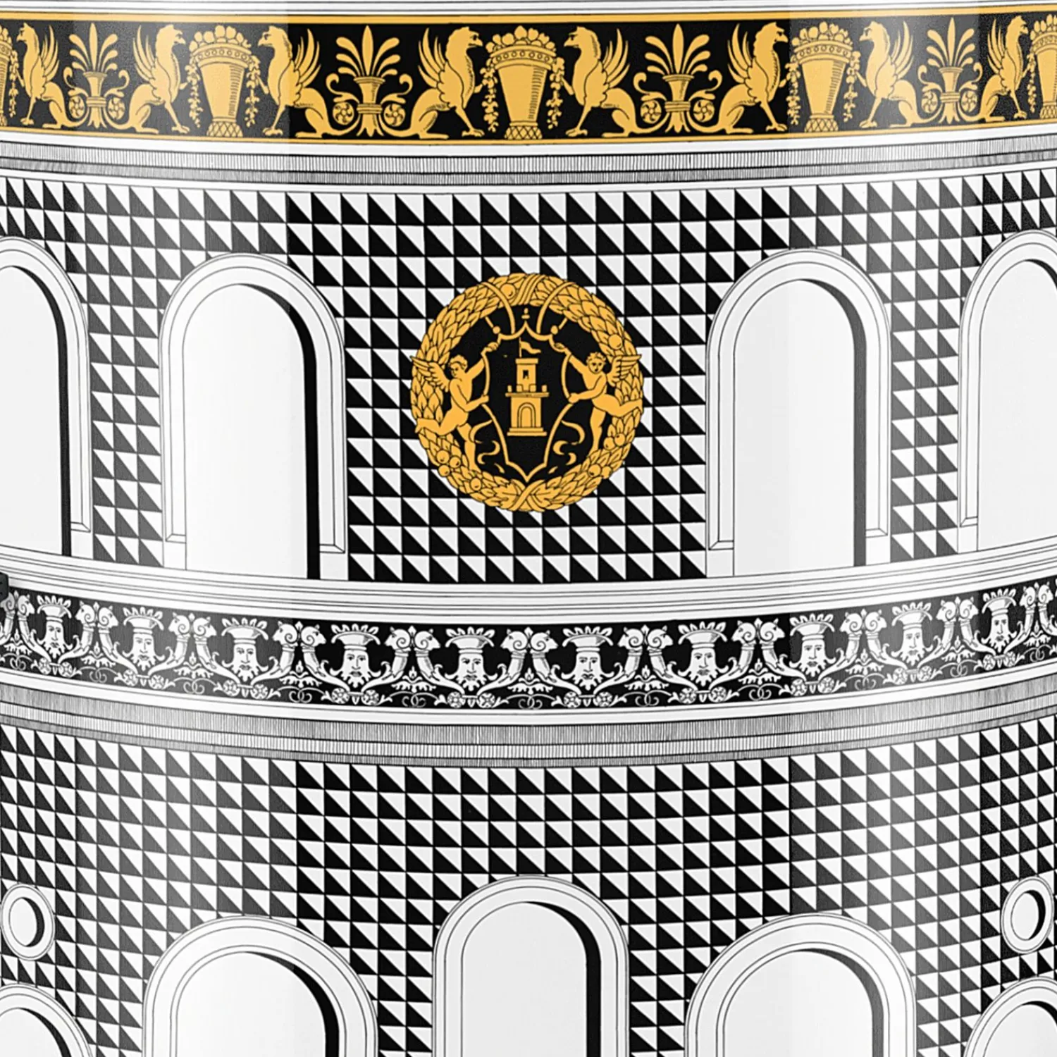 Storage Consoles<Fornasetti Console Facciata Quattrocentesca White/Black/Yellow