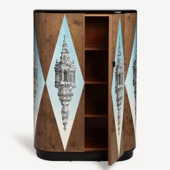 Curved Cabinets<Fornasetti Curved Cabinet Cuspide Celeste Multicolour