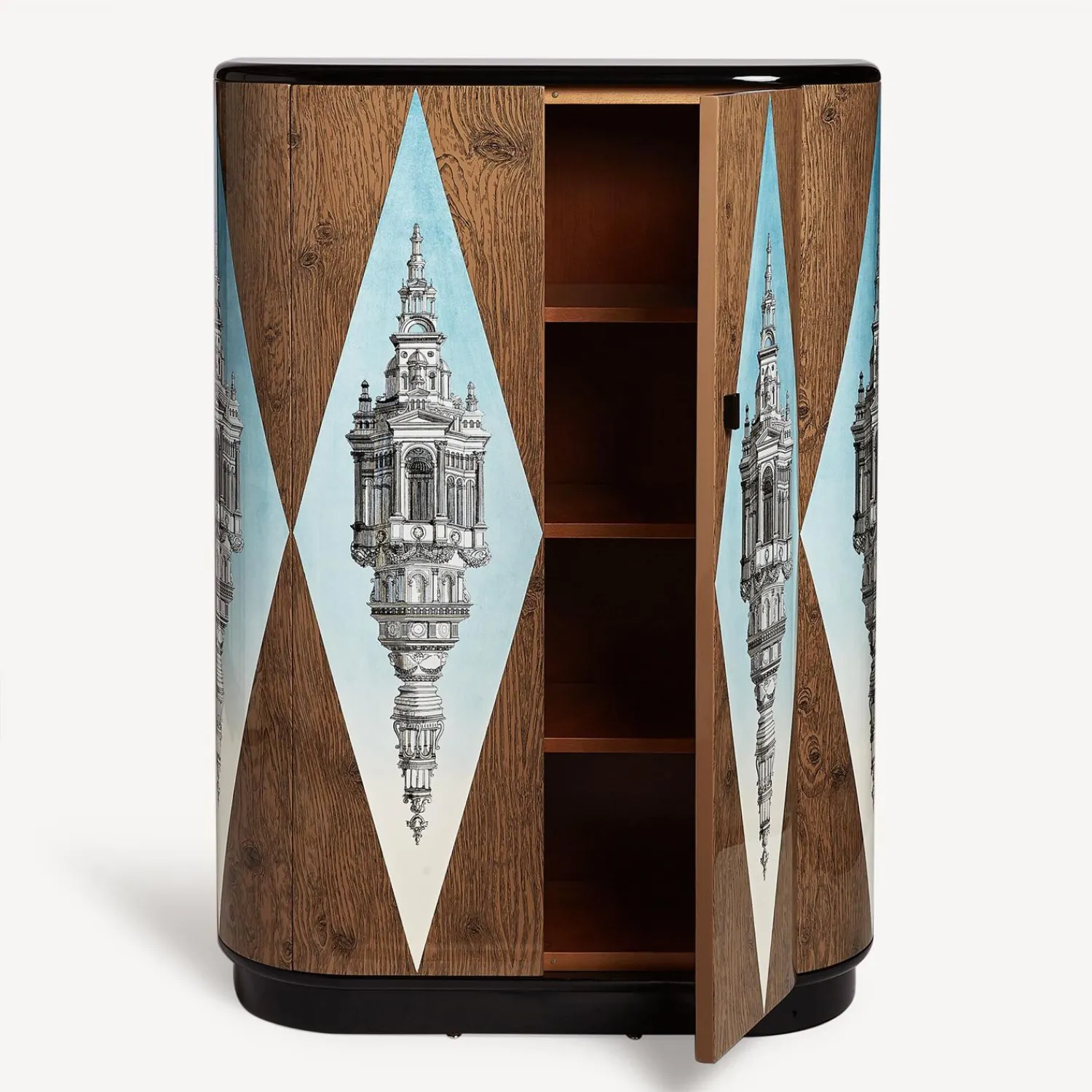 Curved Cabinets<Fornasetti Curved Cabinet Cuspide Celeste Multicolour