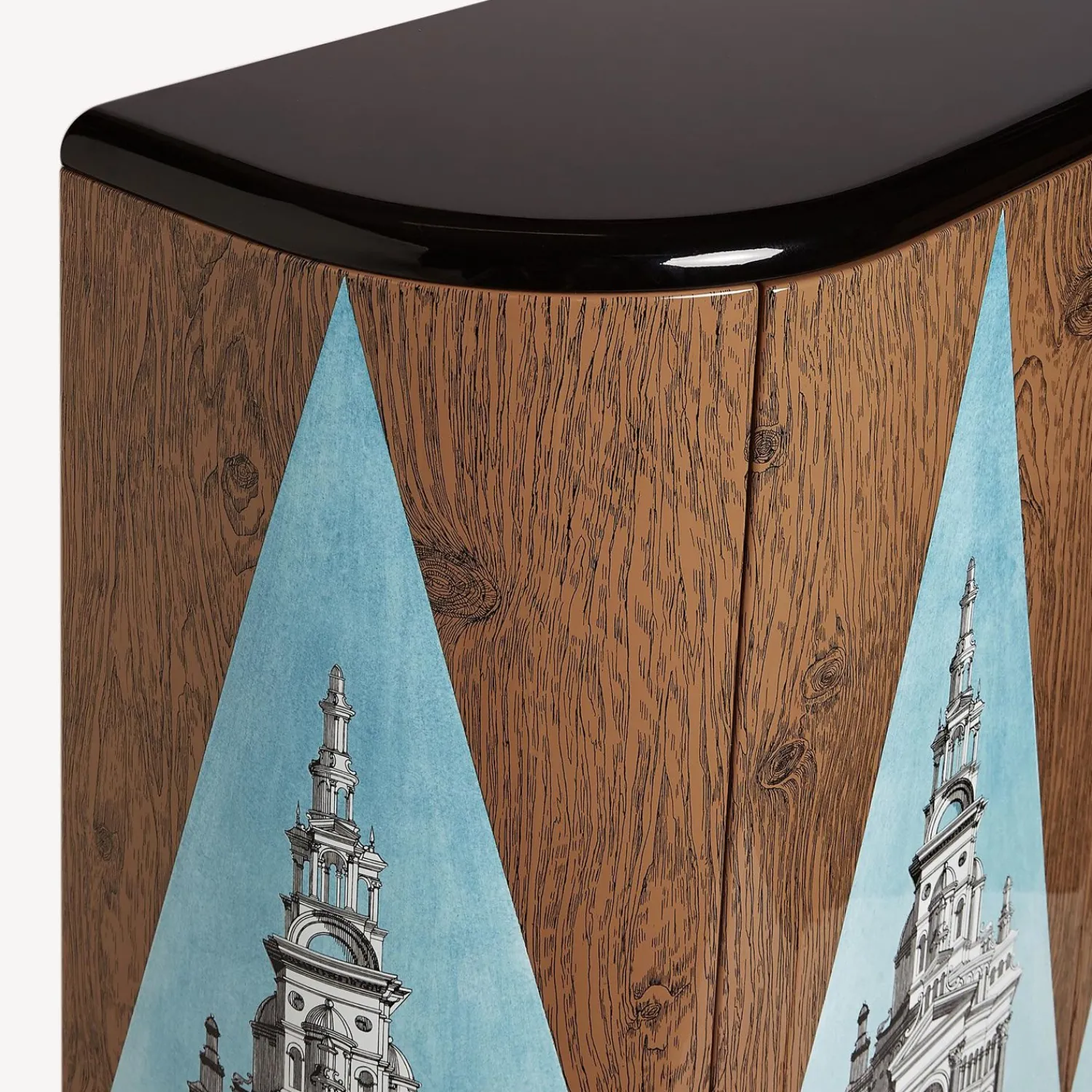 Curved Cabinets<Fornasetti Curved Cabinet Cuspide Celeste Multicolour