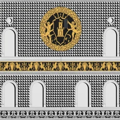 Curved Cabinets<Fornasetti Curved Cabinet Facciata Quattrocentesca White/Black/Yellow