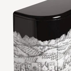 Curved Cabinets<Fornasetti Curved Cabinet Gerusalemme White/Black