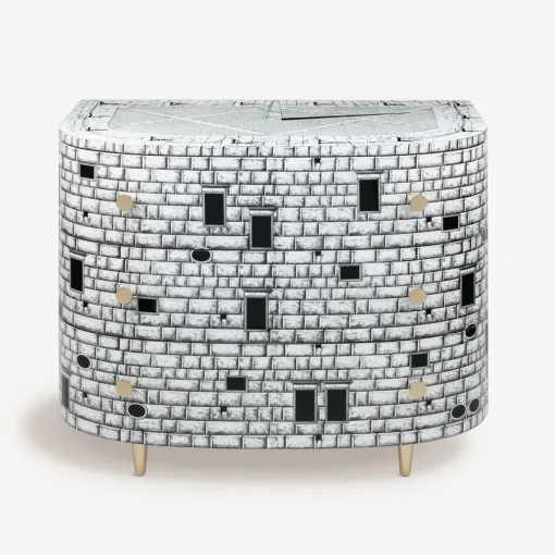 Chest Of Drawers<Fornasetti Curved Chest Of Drawers Architettura White/Black