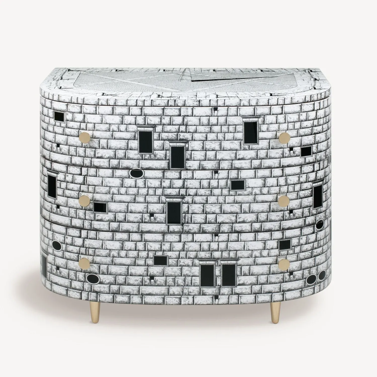 Chest Of Drawers<Fornasetti Curved Chest Of Drawers Architettura White/Black