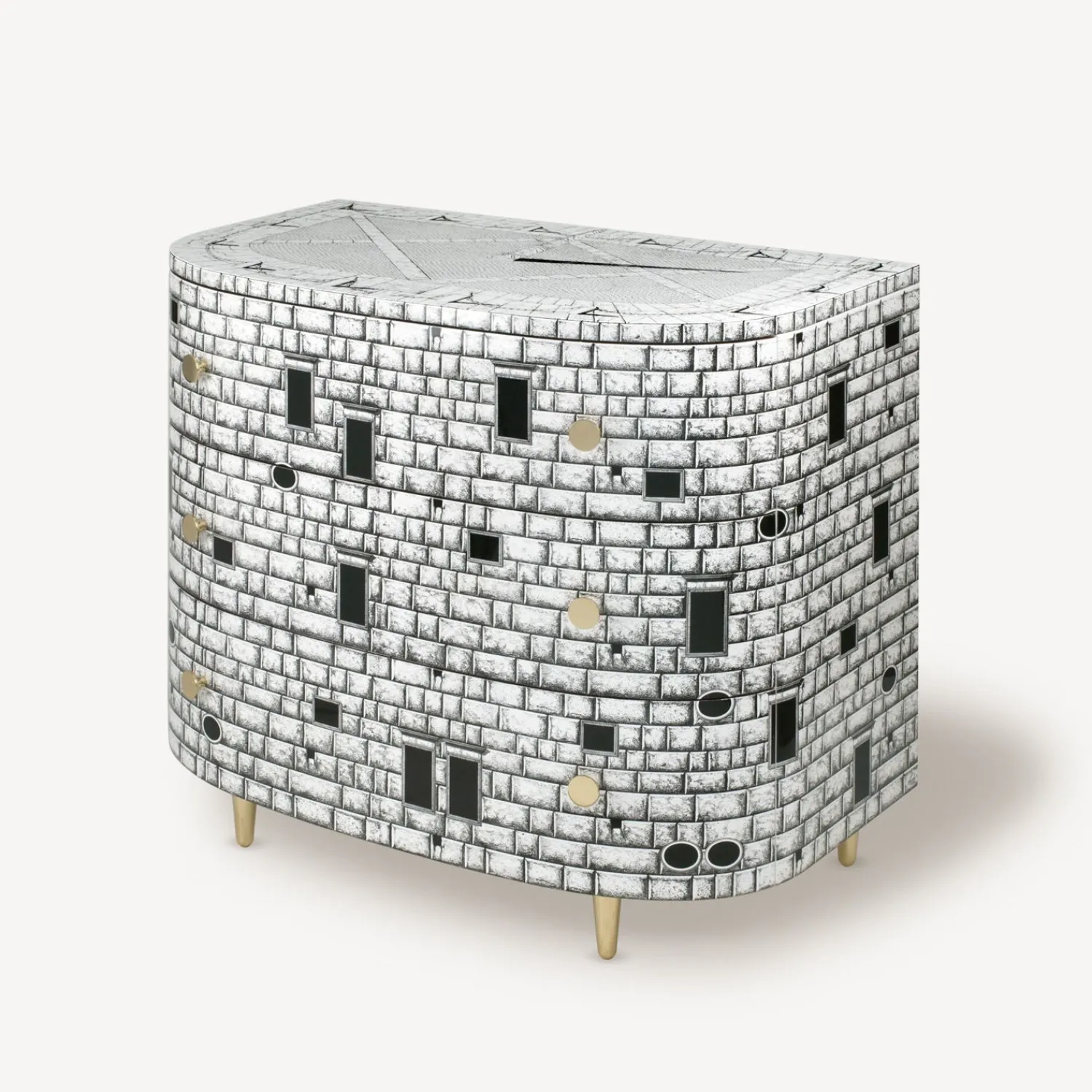 Chest Of Drawers<Fornasetti Curved Chest Of Drawers Architettura White/Black