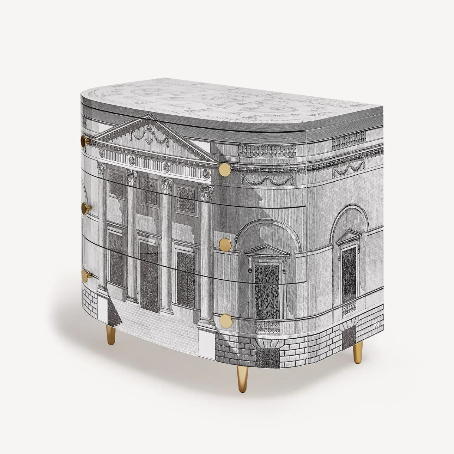 Chest Of Drawers<Fornasetti Curved Chest Of Drawers Palladiana White/Black