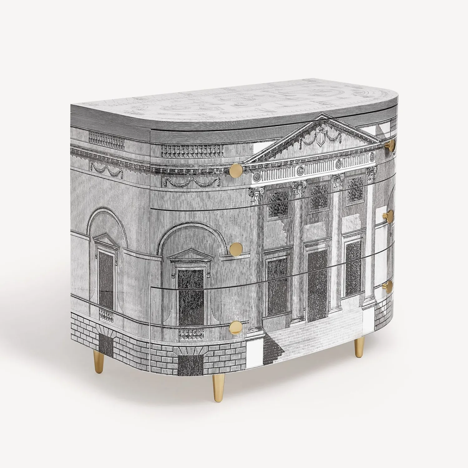 Chest Of Drawers<Fornasetti Curved Chest Of Drawers Palladiana White/Black