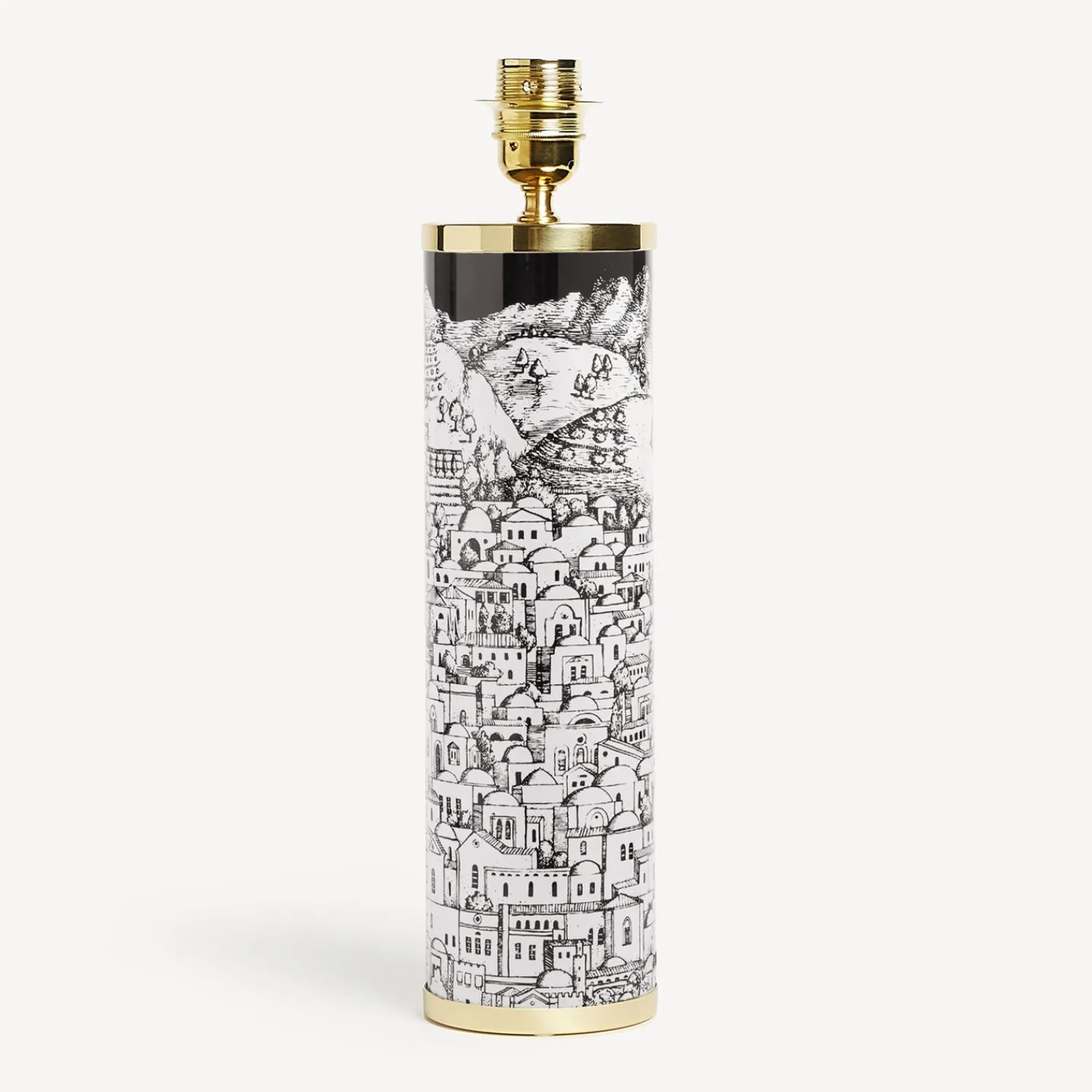 Lamps And Lampshades<Fornasetti Cylindrical Lamp Base Gerusalemme White/Black