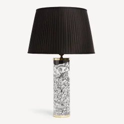 Lamps And Lampshades<Fornasetti Cylindrical Lamp Base Gerusalemme White/Black
