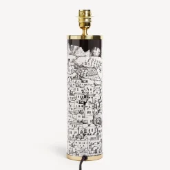 Lamps And Lampshades<Fornasetti Cylindrical Lamp Base Gerusalemme White/Black