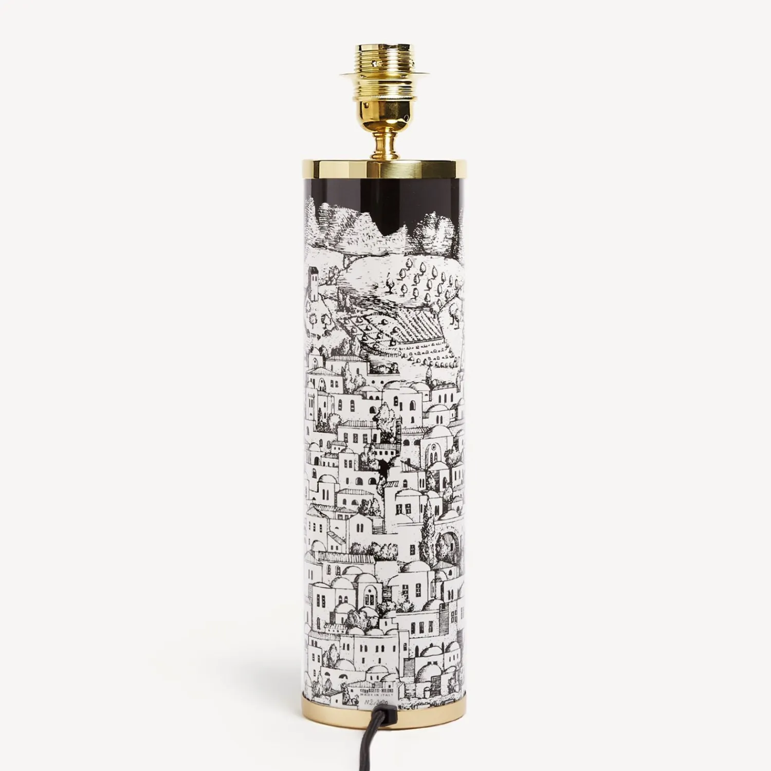 Lamps And Lampshades<Fornasetti Cylindrical Lamp Base Gerusalemme White/Black