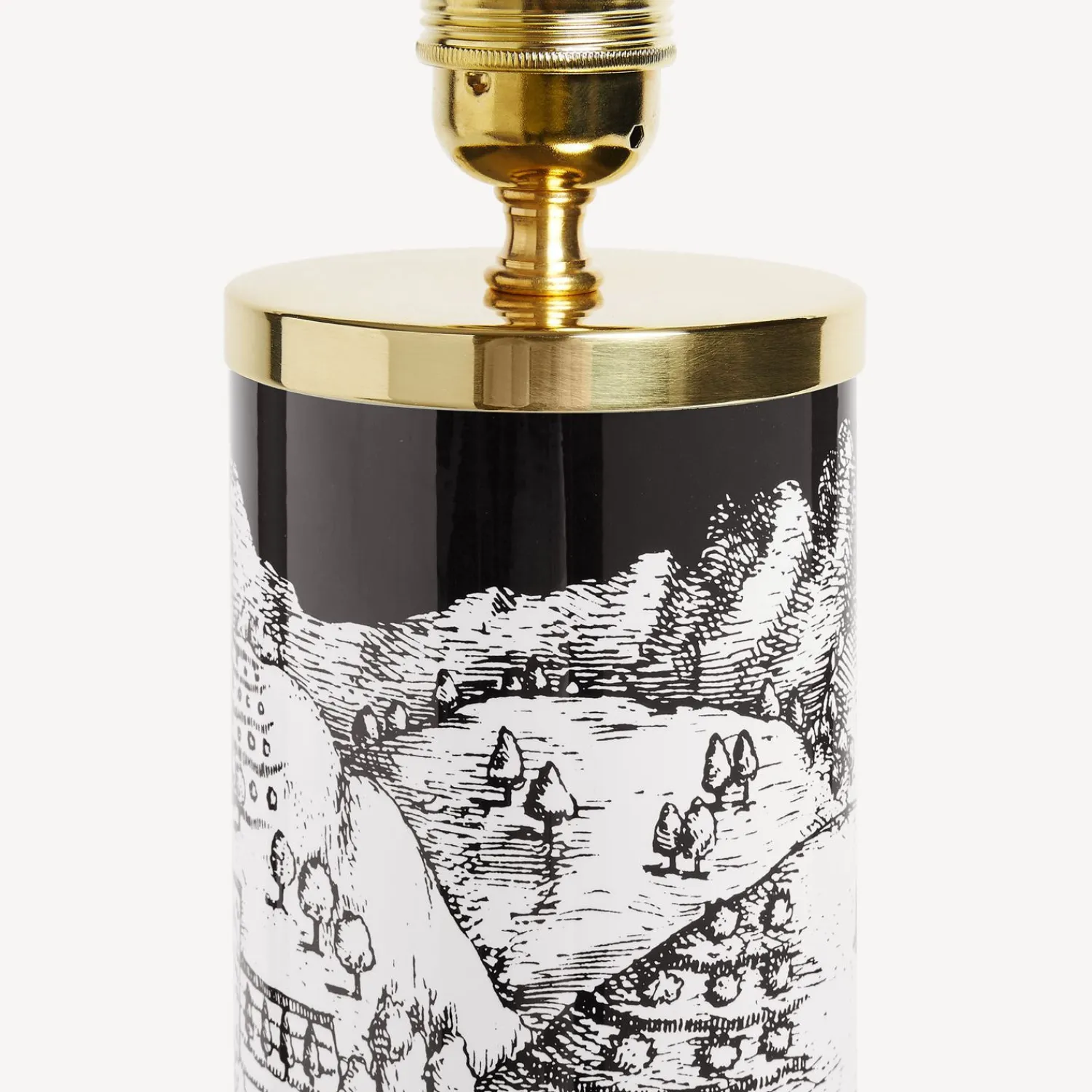 Lamps And Lampshades<Fornasetti Cylindrical Lamp Base Gerusalemme White/Black