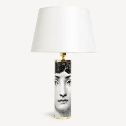 Lamps And Lampshades<Fornasetti Cylindrical Lamp Base Viso White/Black