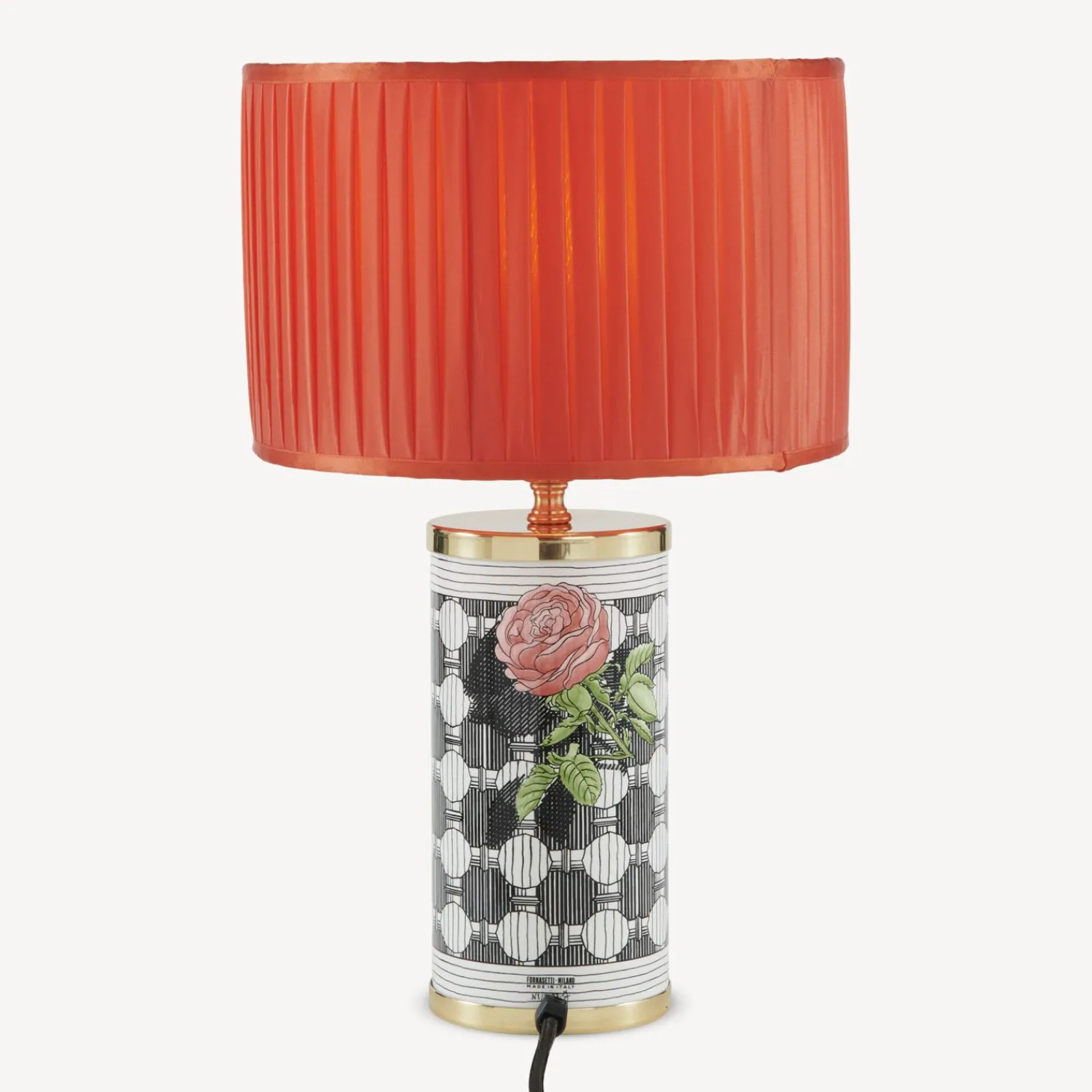 Lamps And Lampshades<Fornasetti Cylindrical Lampshade In Pleated Fabric Rosso