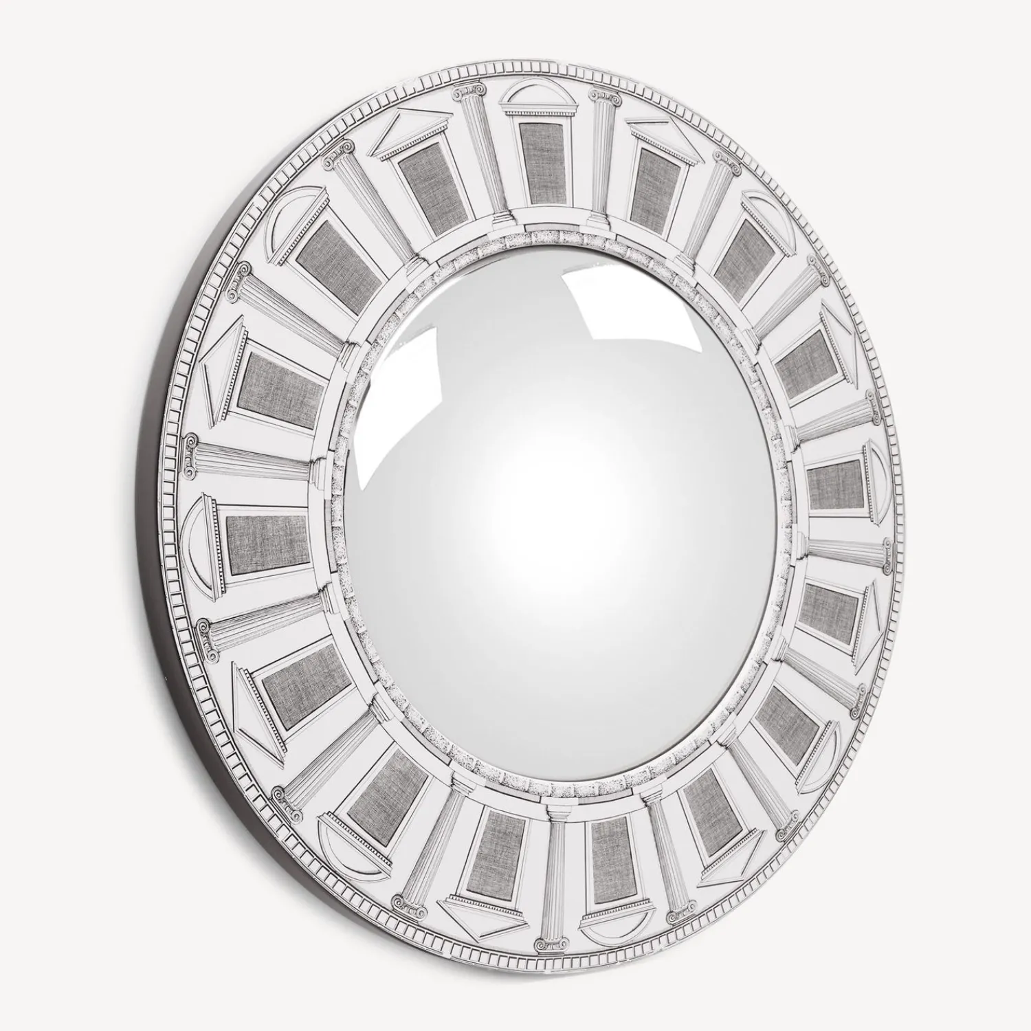 Design Mirrors<Fornasetti Frame With Convex Mirror Architettura White/Black