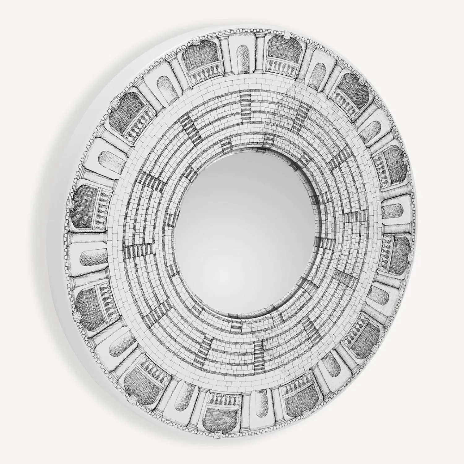 Design Mirrors<Fornasetti Frame With Convex Mirror Architettura White/Black
