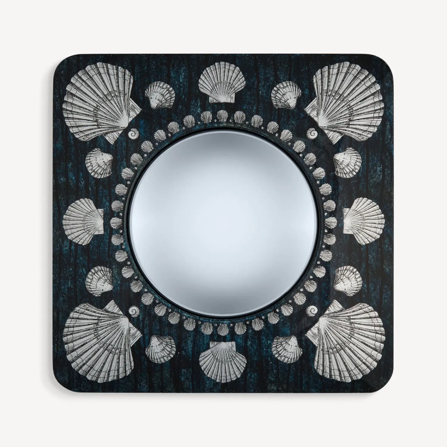 Design Mirrors<Fornasetti Frame With Convex Mirror Giro Di Conchiglie Silver/Blue
