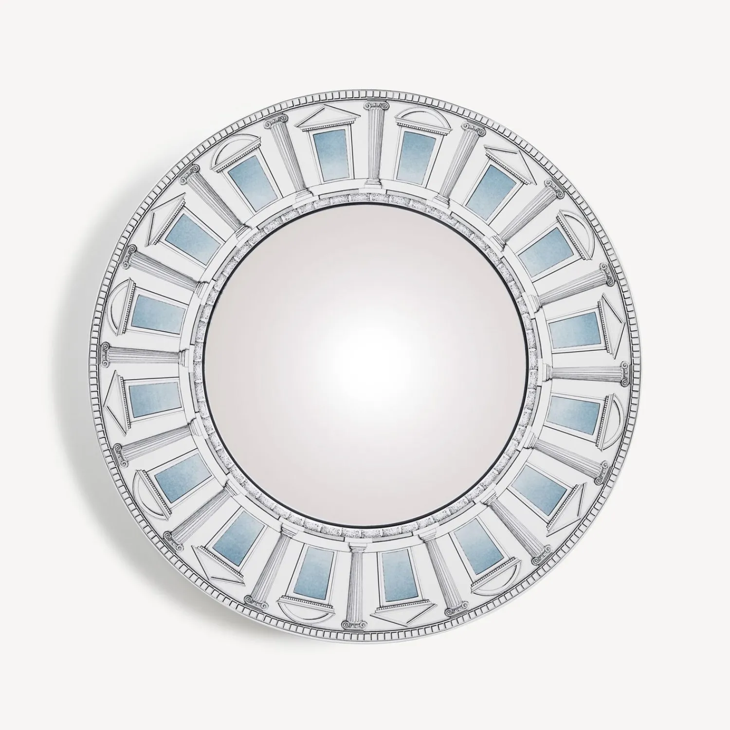 Design Mirrors<Fornasetti Frame With Convex Mirror Architettura Celeste White/Black/Blue