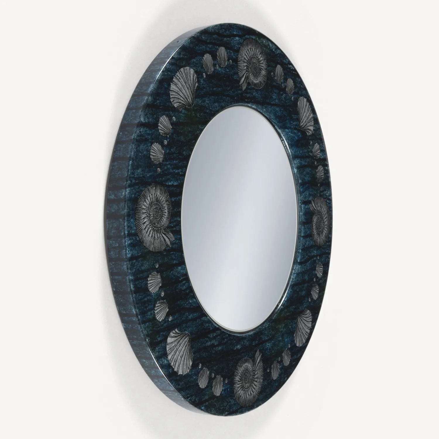 Design Mirrors<Fornasetti Frame With Flat Mirror Giro Di Conchiglie Silver/Blue