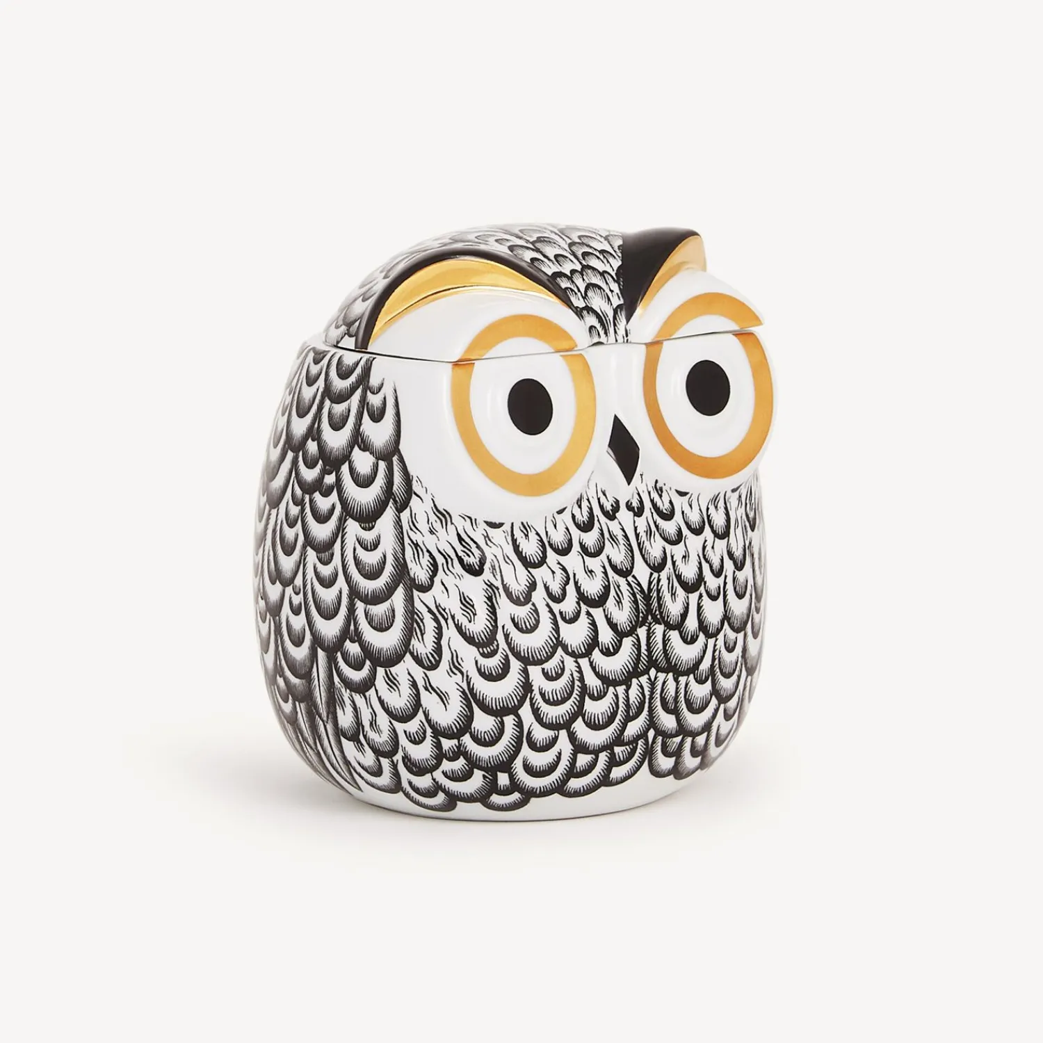 Small Containers<Fornasetti Jar Civetta Piumata White/Black/Gold