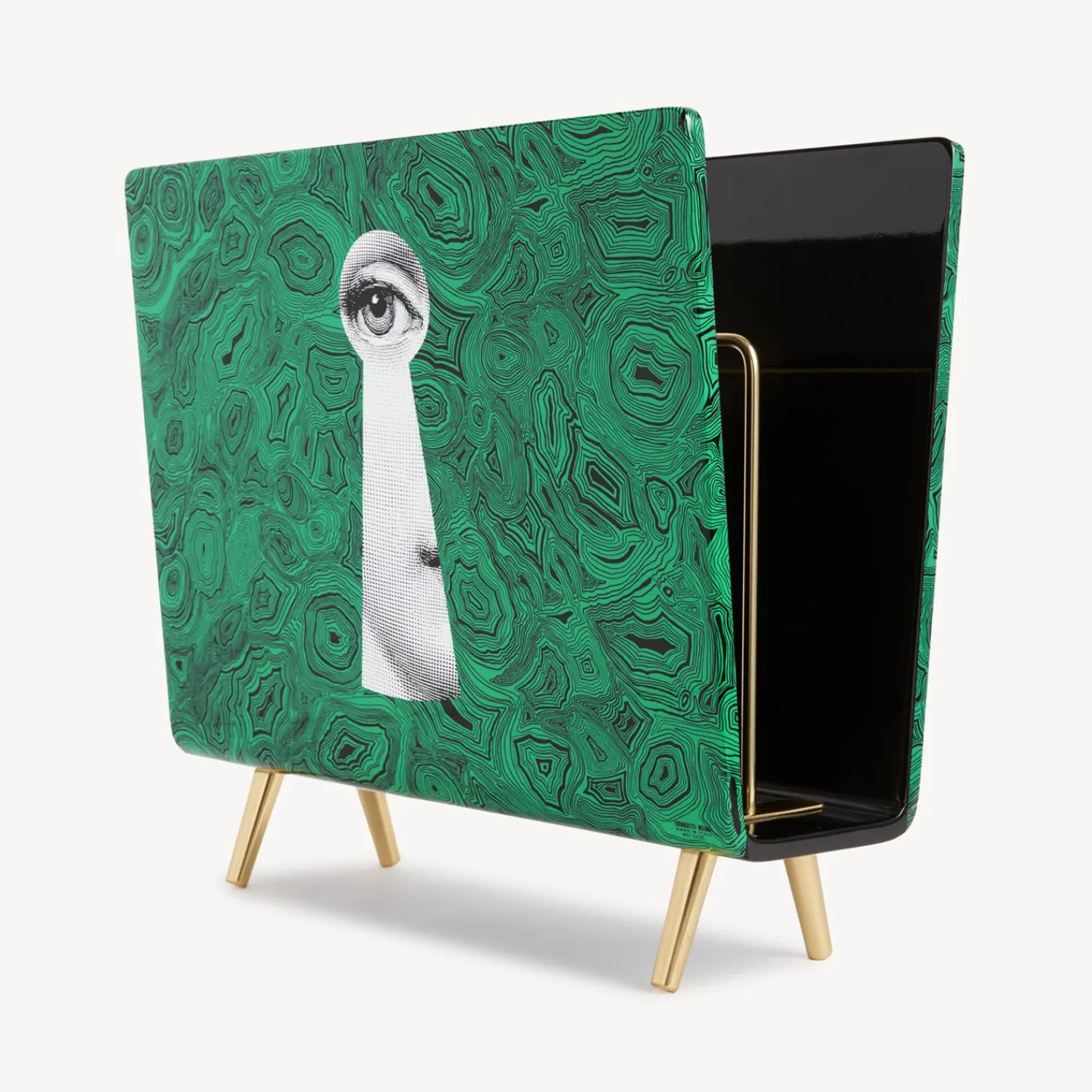 Magazine Racks<Fornasetti Magazine Rack Serratura Su Malachite Green/White/Black