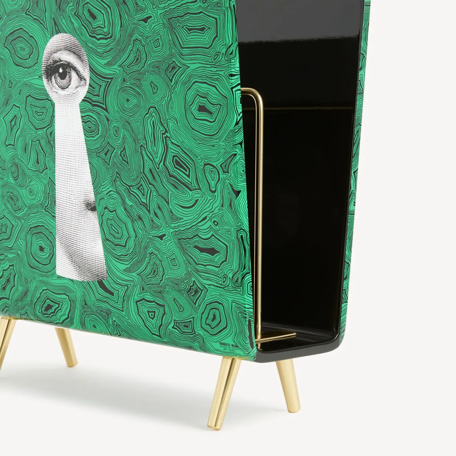 Magazine Racks<Fornasetti Magazine Rack Serratura Su Malachite Green/White/Black