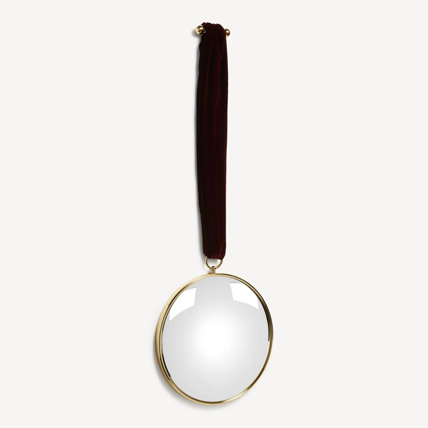 Design Mirrors<Fornasetti Magic Convex Mirror With Velvet Ribbon Brass/Bordueaux